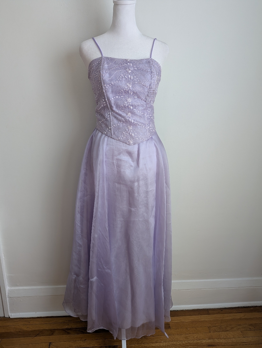 Y2K Vintage Lavender Basque Waist Iridescent Prom Dress Fairycore Size 4